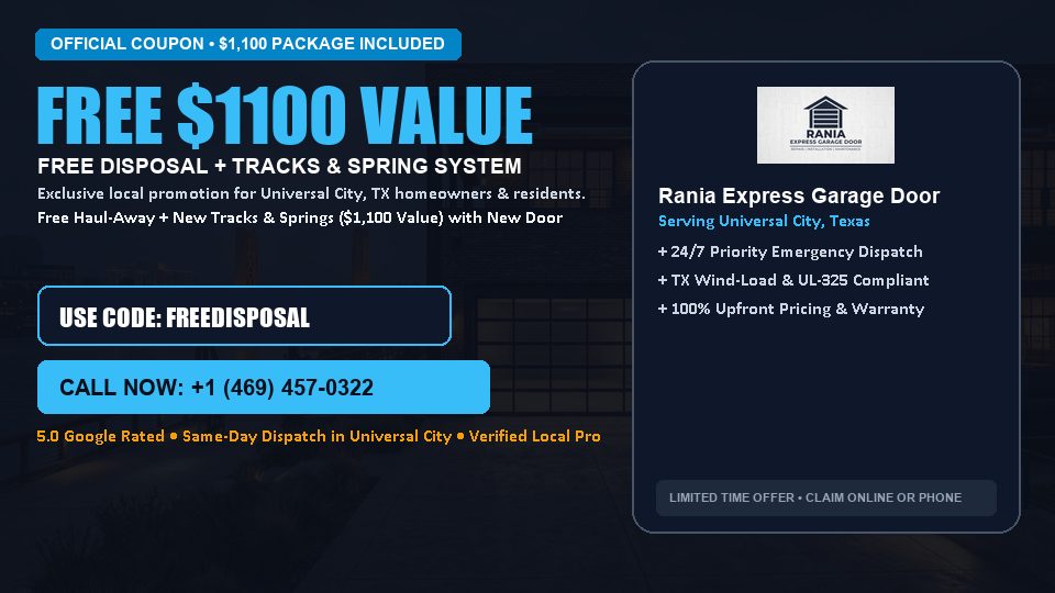 Rania Express Garage Door FREE Haul-Away & Heavy-Duty Tracks with New Door in Universal City, TX